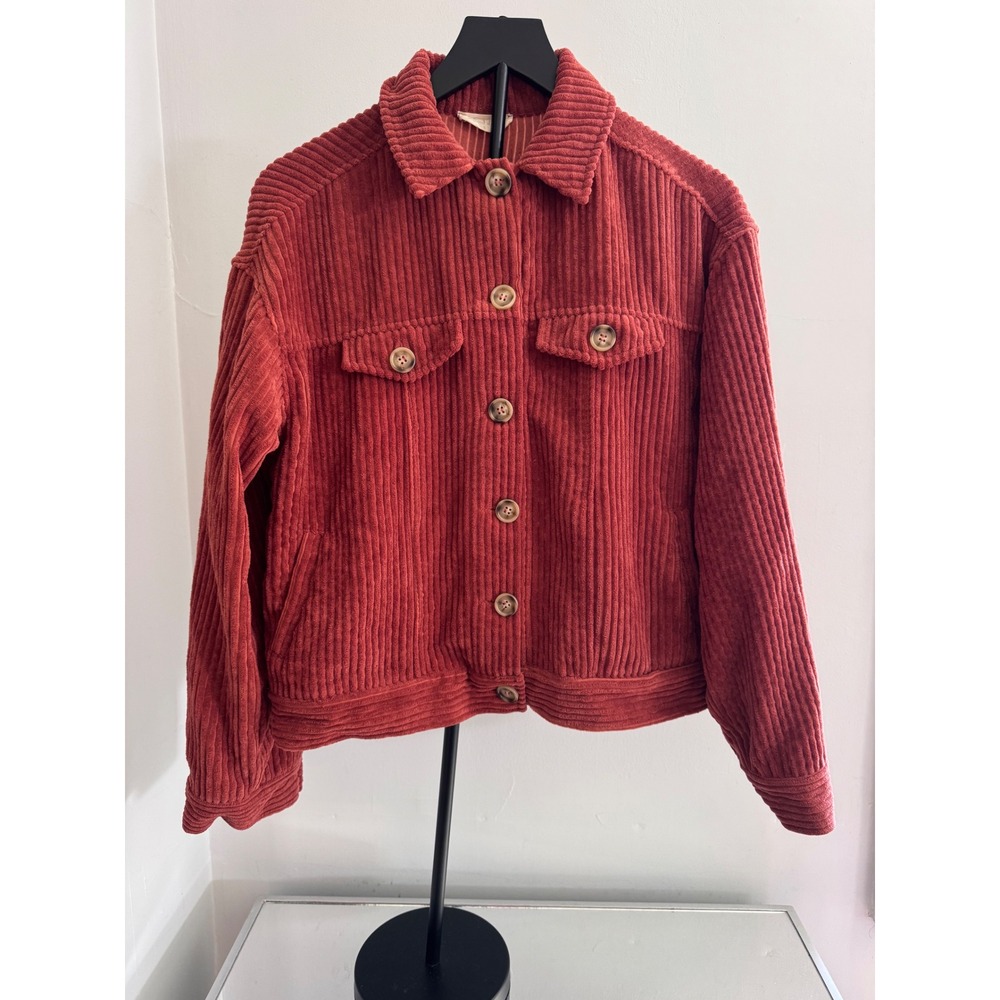 Altar State Women Rust Orange Corduroy Trucker Jacket Size S - Picture 2 of 7